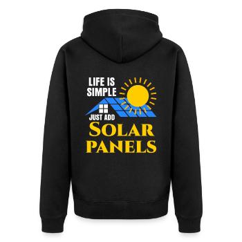 Erneuerbare Energie Solarzelle - Unisex Premium Bio Zip Hoodie - Schwarz - Hinten - Nico (187cm)