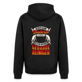 Gebäudereiniger werden die Besten Fensterputzer - Unisex Premium Bio Zip Hoodie - Schwarz - Hinten - Nico (187cm)