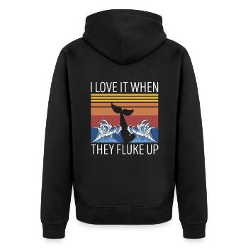 Ozean Meer Wal Zitat für Wal Meeressäugetiere - Unisex Premium Bio Zip Hoodie - Schwarz - Hinten - Nico (187cm)