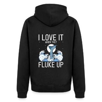 Walbeobachtung Design für Wale - Unisex Premium Bio Zip Hoodie - Schwarz - Hinten - Nico (187cm)