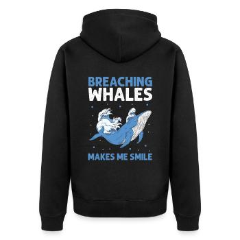 Ozean Meer Wal Zitat für Wal Meeressäugetiere - Unisex Premium Bio Zip Hoodie - Schwarz - Hinten - Nico (187cm)