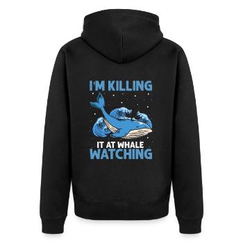 Meeressäuger für Orca-Beobachtung und Buckelwal - Unisex Premium Bio Zip Hoodie - Schwarz - Hinten - Nico (187cm)