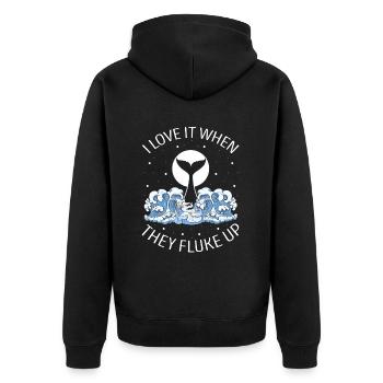 Wal-Design für Wale und Blauwale oder Belugawale - Unisex Premium Bio Zip Hoodie - Schwarz - Hinten - Nico (187cm)