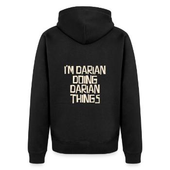 I'm Darian doing Darian things - Unisex Premium Bio Zip Hoodie - Schwarz - Hinten - Nico (187cm)