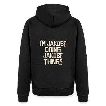 Je suis Jakobe en train de faire des choses Jakobe - Veste à capuche bio Premium Unisexe - noir - Dos - Nico (187cm)