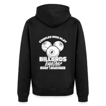 Billard - Unisex Premium Bio Zip Hoodie - Schwarz - Hinten - Nico (187cm)