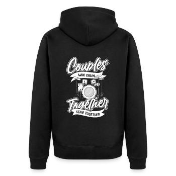 Schlagzeug Drummer Schlagzeuger Paar - Unisex Premium Bio Zip Hoodie - Schwarz - Hinten - Nico (187cm)
