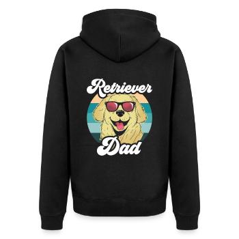 Retriever Papa Retrievers Pet Sayings Dog - Unisex Premium Organic Zip Hoodie - black - Back - Nico (187cm)