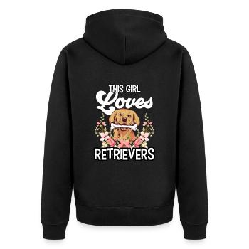 This Girl Loves Retriever Retrievers Dog - Unisex Premium Organic Zip Hoodie - black - Back - Nico (187cm)