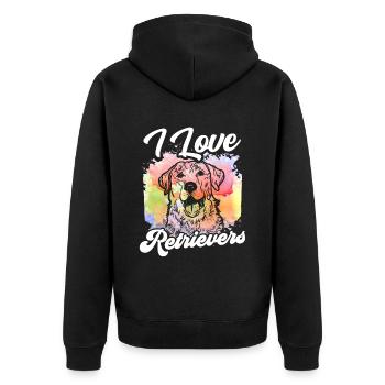 I Love Retriever Pet Retrievers Dog - Unisex Premium Organic Zip Hoodie - black - Back - Nico (187cm)