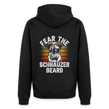 Fürchte Den Schnauzer Bart Sprüche Hund Schnauzers - Unisex Premium Bio Zip Hoodie - Schwarz - Hinten - Nico (187cm)