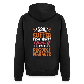 Project Management I Don't Suffer From Team Leader - Unisex Premium Organic Zip Hoodie - black - Back - Nico (187cm)