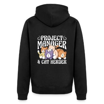 Chef de projet et projet de gestion d’éleveurs de chats - Veste à capuche bio Premium Unisexe - noir - Dos - Nico (187cm)