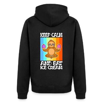 Restez calme et mangez de la crème glacée - Veste à capuche bio Premium Unisexe - noir - Dos - Nico (187cm)