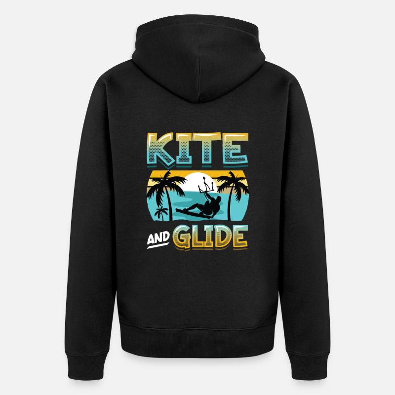 Kite Et Plan, Kitesurf - Veste à capuche bio Premium Unisexe - noir