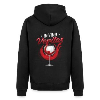 In Vino Veritas, Weinliebhaber, Weinverkostung - Unisex Premium Bio Zip Hoodie - Schwarz - Hinten - Nico (187cm)