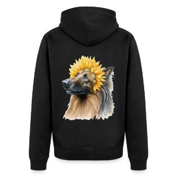 Aquarelle Berger Belge Tournesol Chien Race Pe - Veste à capuche bio Premium Unisexe - noir - Dos - Nico (187cm)