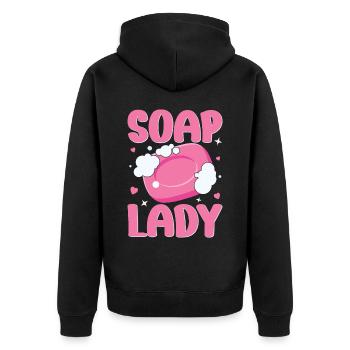 Fabrication de savon, savonnier, savonologue - Veste à capuche bio Premium Unisexe - noir - Dos - Nico (187cm)