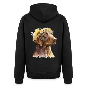 Mignon brun Labrador Retriever Sunflower Dog Breed - Veste à capuche bio Premium Unisexe - noir - Dos - Nico (187cm)