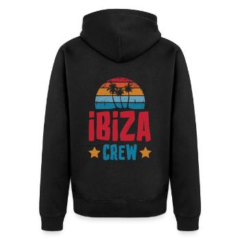 Ibiza Crew - Unisex Premium Bio Zip Hoodie - Schwarz - Hinten - Nico (187cm)