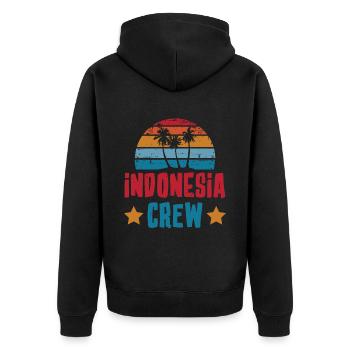 Indonesia Crew - Unisex Premium Bio Zip Hoodie - Schwarz - Hinten - Nico (187cm)