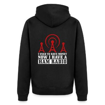 Amateurfunk-design Für Amateurfunk - Unisex Premium Bio Zip Hoodie - Schwarz - Hinten - Nico (187cm)