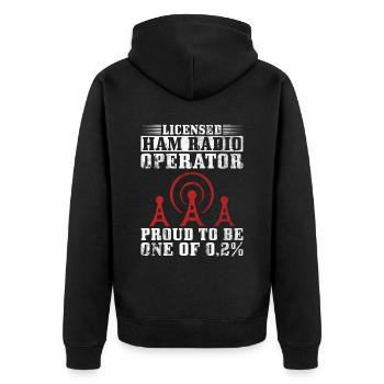 Lizenziertes Amateurfunker-design Für - Unisex Premium Bio Zip Hoodie - Schwarz - Hinten - Nico (187cm)