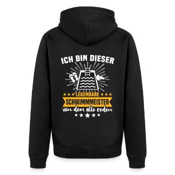 Schwimmmeister Bademeister - Unisex Premium Bio Zip Hoodie - Schwarz - Hinten - Nico (187cm)