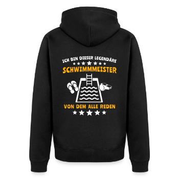 Schwimmmeister Bademeister - Unisex Premium Bio Zip Hoodie - Schwarz - Hinten - Nico (187cm)