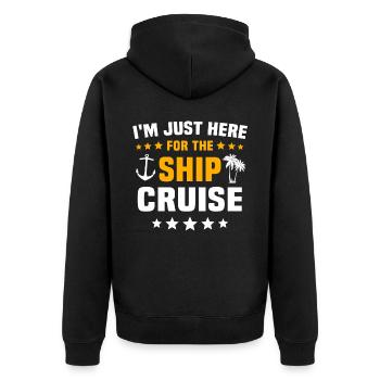 Kreuzfahrt - Unisex Premium Bio Zip Hoodie - Schwarz - Hinten - Nico (187cm)