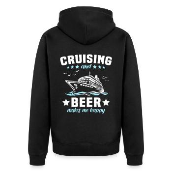 Kreuzfahrt Bier - Unisex Premium Bio Zip Hoodie - Schwarz - Hinten - Nico (187cm)