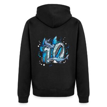 Grand Requin Blanc 7 Anniversaire Requin Anniversaire Fille - Veste à capuche bio Premium Unisexe - noir - Dos - Nico (187cm)