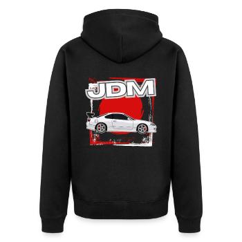 Jdm / Tuning / Turbolader / Felgen / Chiptuning - Unisex Premium Bio Zip Hoodie - Schwarz - Hinten - Nico (187cm)