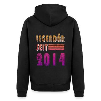 Original 2014 Jahrgang Vintage Geburtstag 2014 - Unisex Premium Bio Zip Hoodie - Schwarz - Hinten - Nico (187cm)