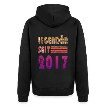 Original 2017 Jahrgang Vintage Geburtstag 2017 - Unisex Premium Bio Zip Hoodie - Schwarz - Hinten - Nico (187cm)
