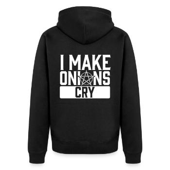 Funny Gothic Goth - Unisex Premium Organic Zip Hoodie - black - Back - Nico (187cm)