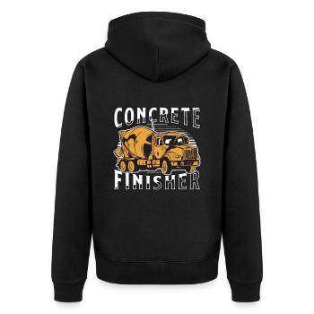 Concrete Finisher Construction Worker Cement Mason - Unisex Premium Bio Zip Hoodie - Schwarz - Hinten - Nico (187cm)