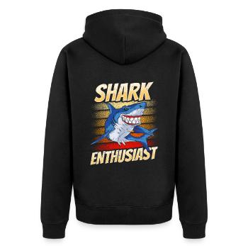 Shark Enthusiast Shark Tooth Shark Shark Diving Sharks - Unisex Premium Organic Zip Hoodie - black - Back - Nico (187cm)