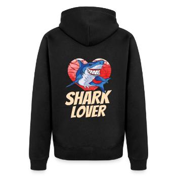 Shark Lover Shark Tooth Shark Shark Shark Diving - Unisex Premium Organic Zip Hoodie - black - Back - Nico (187cm)