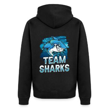 Team Sharks Shark Tooth Shark Shark Shark Diving - Unisex Premium Organic Zip Hoodie - black - Back - Nico (187cm)