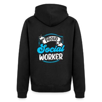 Formation de travailleur social fier - Veste à capuche bio Premium Unisexe - noir - Dos - Nico (187cm)