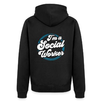 Ich Bin Sozialarbeiterin Ausbildung Sozialarbeiter - Unisex Premium Bio Zip Hoodie - Schwarz - Hinten - Nico (187cm)