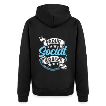 Fier travailleur social Formation Travailleur social - Veste à capuche bio Premium Unisexe - noir - Dos - Nico (187cm)