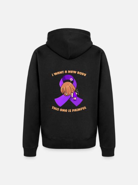 Fibromyalgie Rheuma Niedlich - Unisex Premium Bio Zip Hoodie - Schwarz