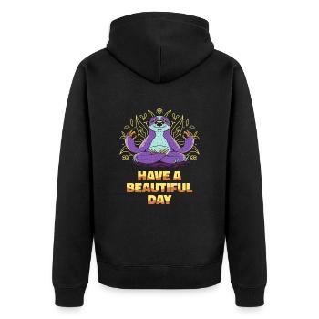 Faultier Meditation Faultier Yoga - Unisex Premium Bio Zip Hoodie - Schwarz - Hinten - Nico (187cm)