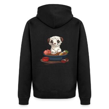 Ferret polecat ramen - Unisex Premium Organic Zip Hoodie - black - Back - Nico (187cm)