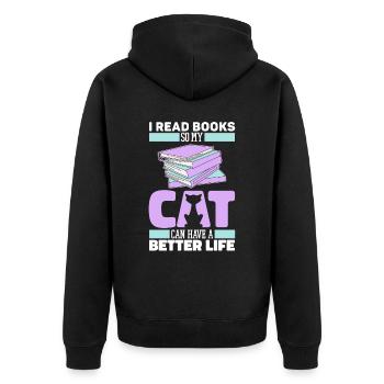 Livre, Rat de bibliothèque, Rat de bibliothèque, Chat - Veste à capuche bio Premium Unisexe - noir - Dos - Nico (187cm)