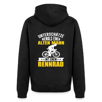 Rennrad Rennradfahrer Radsport Radrennen Fahrrad - Unisex Premium Bio Zip Hoodie - Schwarz - Hinten - Nico (187cm)