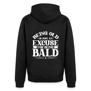 Schwarzer Humor Kahl - Unisex Premium Bio Zip Hoodie - Schwarz - Hinten - Nico (187cm)
