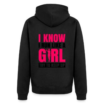 Xc-laufmädchen-design Für Eine Xc-läuferin Und - Unisex Premium Bio Zip Hoodie - Schwarz - Hinten - Nico (187cm)
